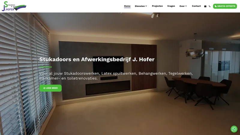 Website van Stukadoors - en Afwerkingsbedrijf J.Hofer
