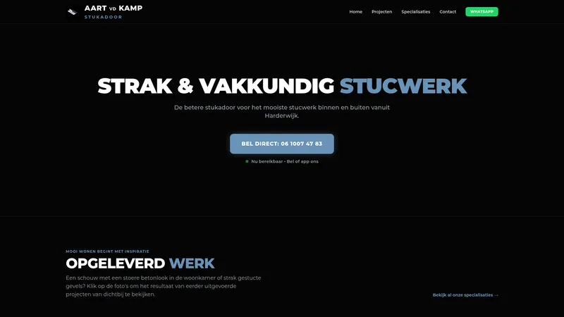 Website van Stukadoorsbedrijf Aart Van De Kamp