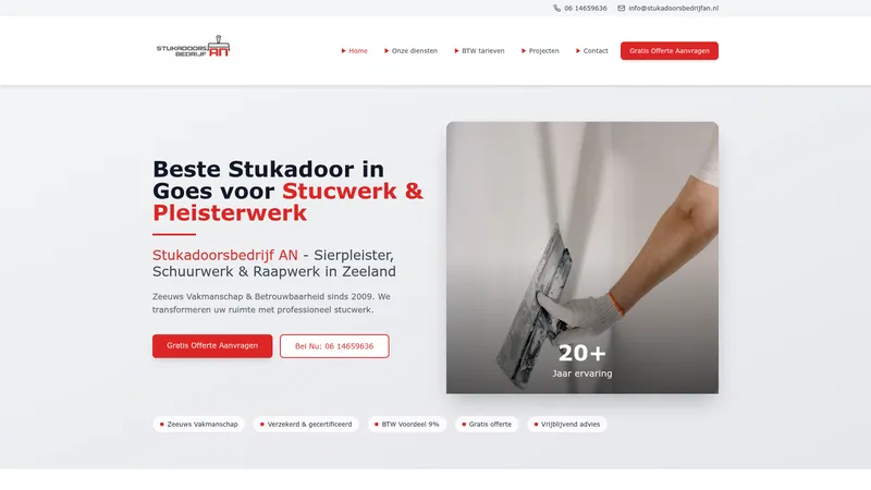 Website van Stukadoorsbedrijf AN