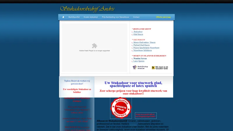 Website van Stukadoorsbedrijf Andris