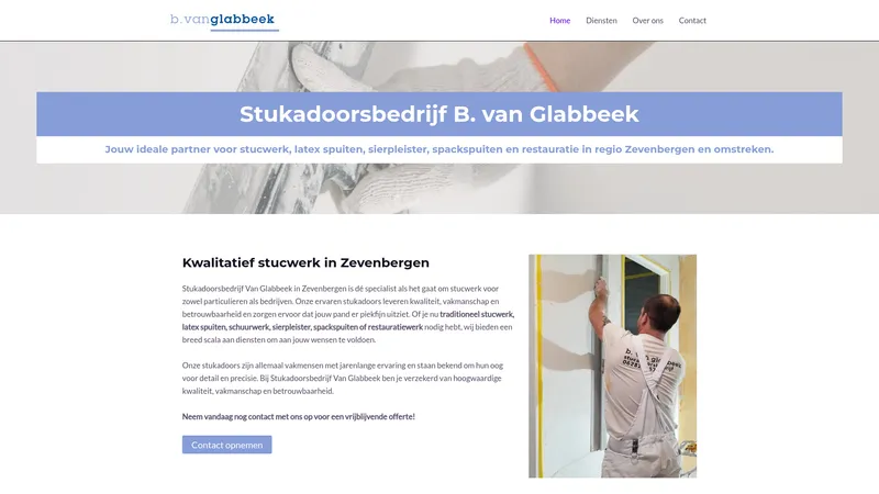 Website van Stukadoorsbedrijf B. Van Glabbeek