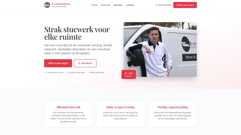 Website van Stukadoorsbedrijf B. van IJzendoorn