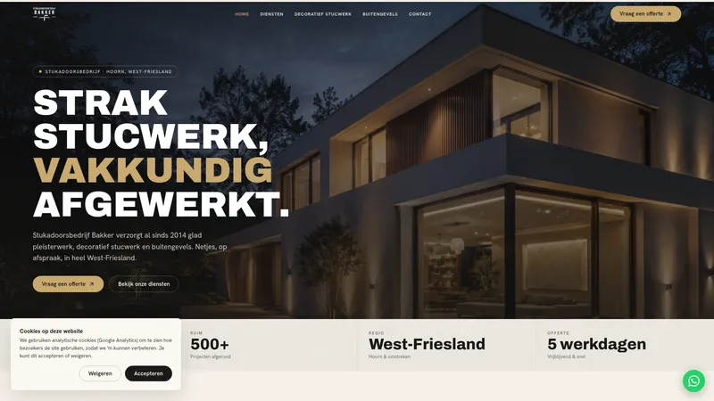 Website van Stukadoorsbedrijf Bakker