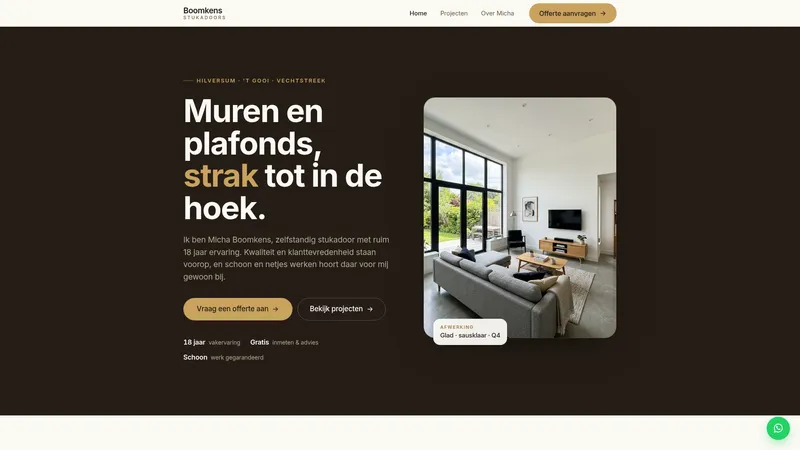 Website van Stukadoorsbedrijf Boomkens