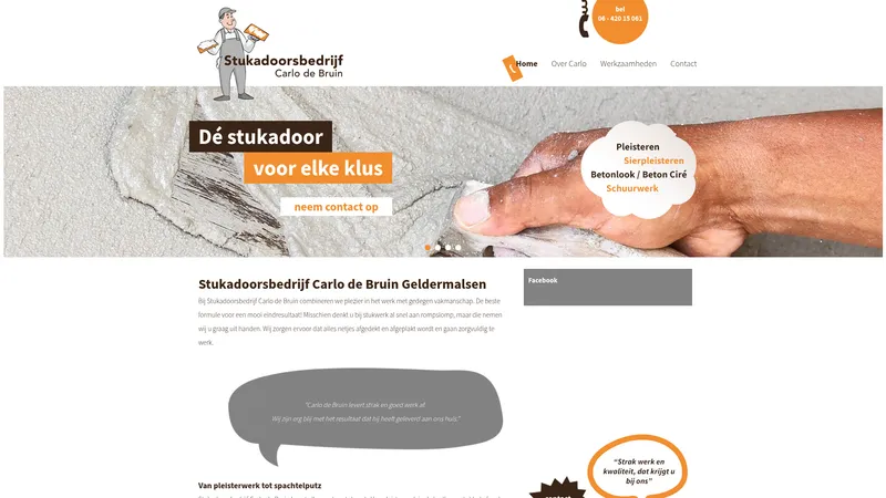 Website van Stukadoorsbedrijf Carlo de Bruin