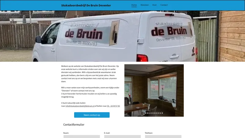 Website van Stukadoorsbedrijf De Bruin Deventer