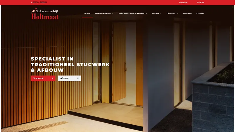 Website van Stukadoorsbedrijf Holtmaat