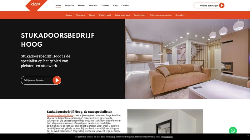 Website van Stukadoorsbedrijf Hoog