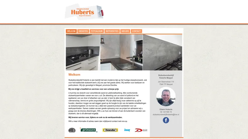 Website van Stukadoorsbedrijf Huberts.