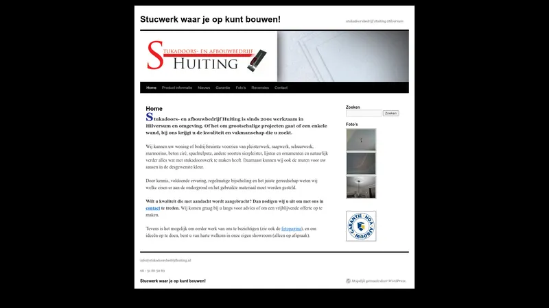 Website van Stukadoorsbedrijf Huiting