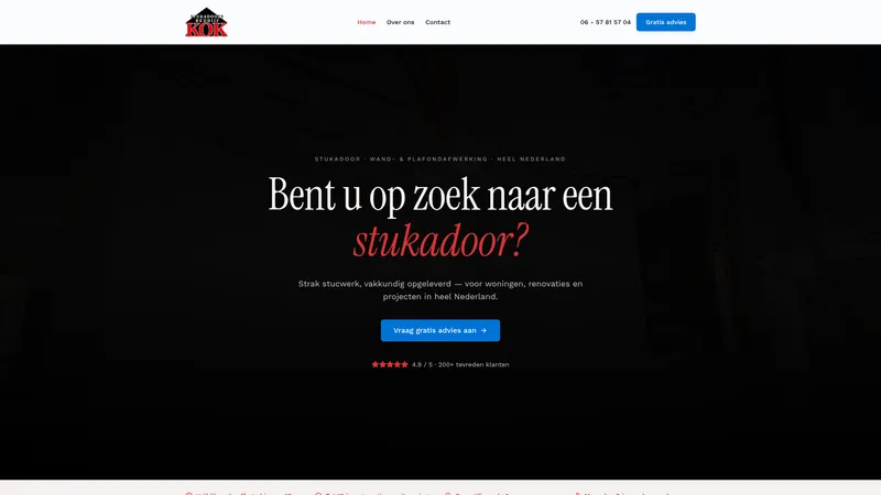 Website van Stukadoorsbedrijf Kok