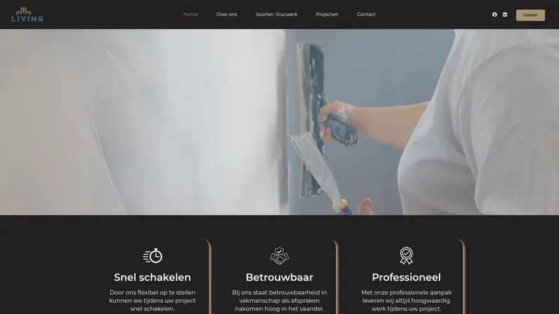 Website van Stukadoorsbedrijf Living BV