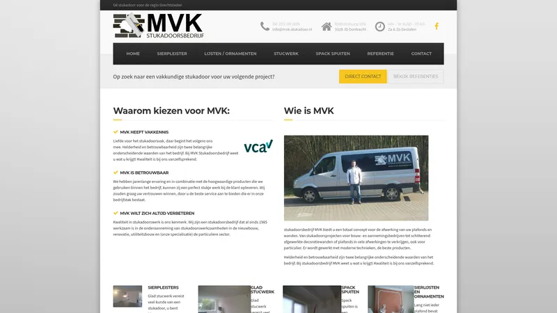 Website van Stukadoorsbedrijf mvk