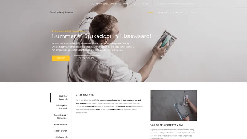 Website van Stukadoorsbedrijf Nissewaard