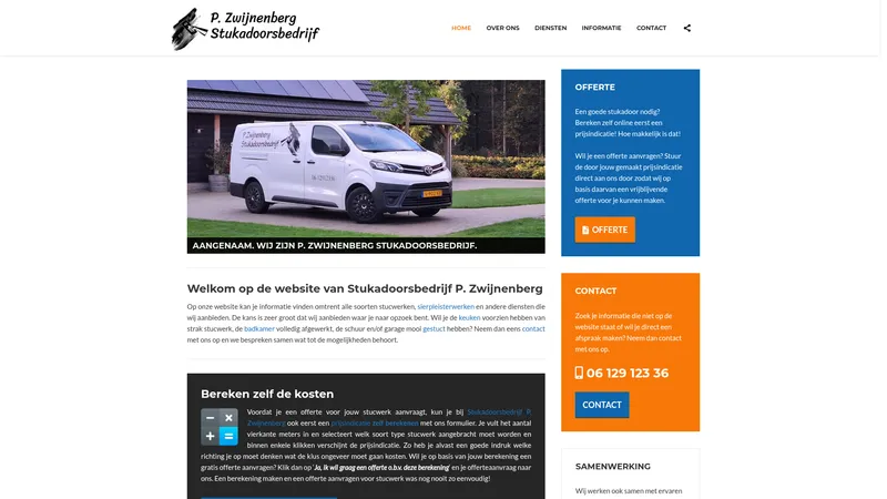 Website van Stukadoorsbedrijf P.Zwijnenberg