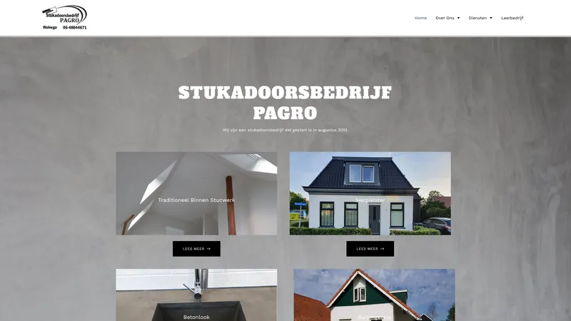 Website van Stukadoorsbedrijf Pagro