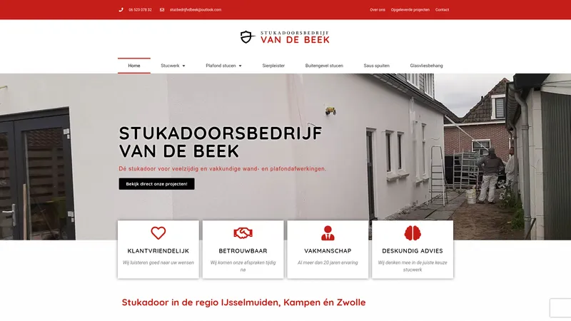 Website van Stukadoorsbedrijf van de Beek