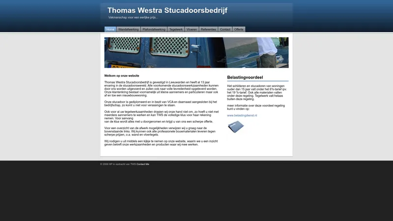 Website van Thomas Westra Stucadoorsbedrijf