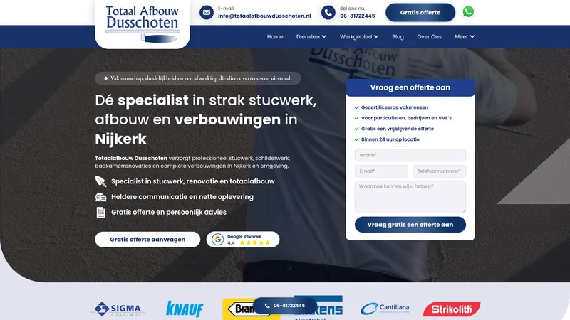Website van Totaalafbouw Dusschoten