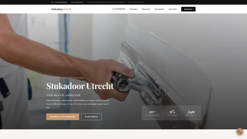 Website van Vakkundige Stukadoors Utrecht