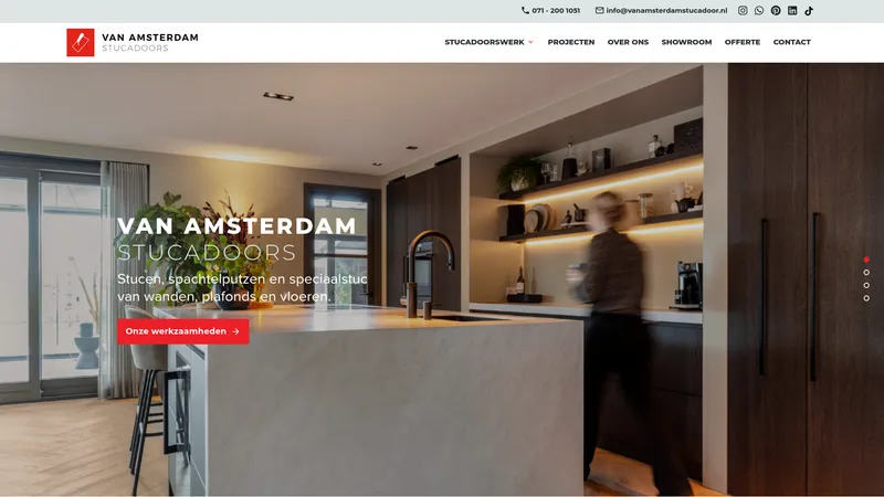 Website van Van Amsterdam Stucadoorsbedrijf