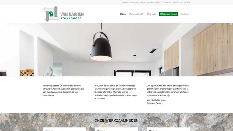 Website van Van Baaren Stukadoors
