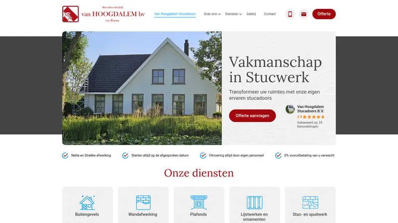 Website van Van Hoogdalem Stucadoors B.V.