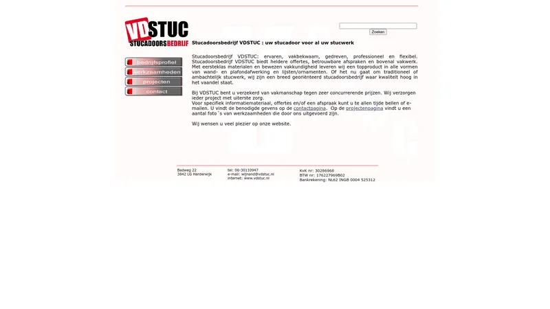 Website van VDstuc stucadoorsbedrijf