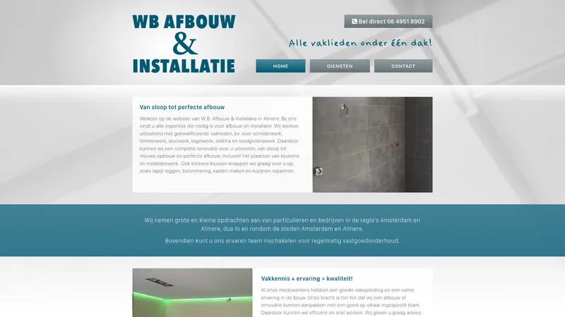 Website van W.B. Afbouw & Installatie