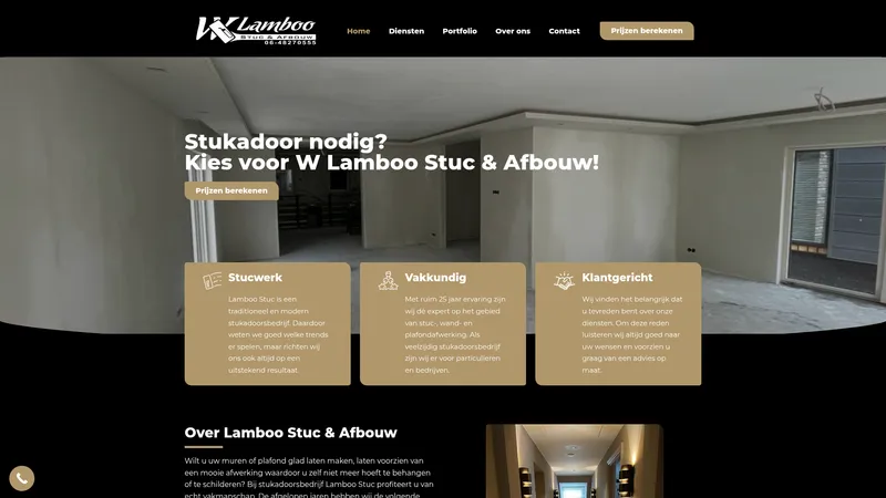 Website van W. Lamboo Stuc en Afbouw