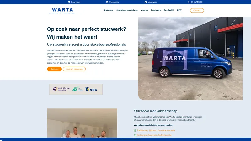 Website van Warta stukadoors en afbouwbedrijf
