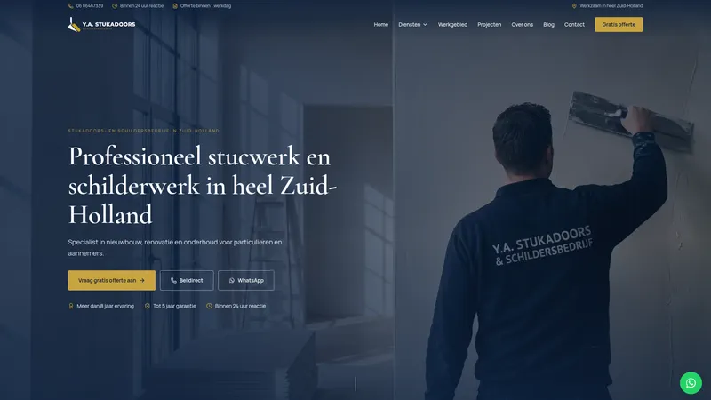 Website van Y.A Stukadoors & schildersbedrijf
