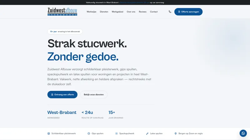 Website van Zuidwest afbouw stukadoors